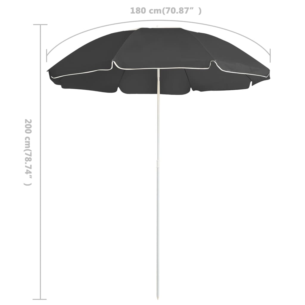 Garden Parasol | Anthracite | 100% polyester, steel | 180 cm arc length