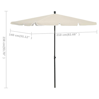 Garden Parasol | Sand | Fabric (100% polyester), Steel | 210x140 cm