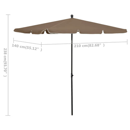 Garden Parasol | Taupe | Polyester, Steel | 210 x 140 cm | Tiltable