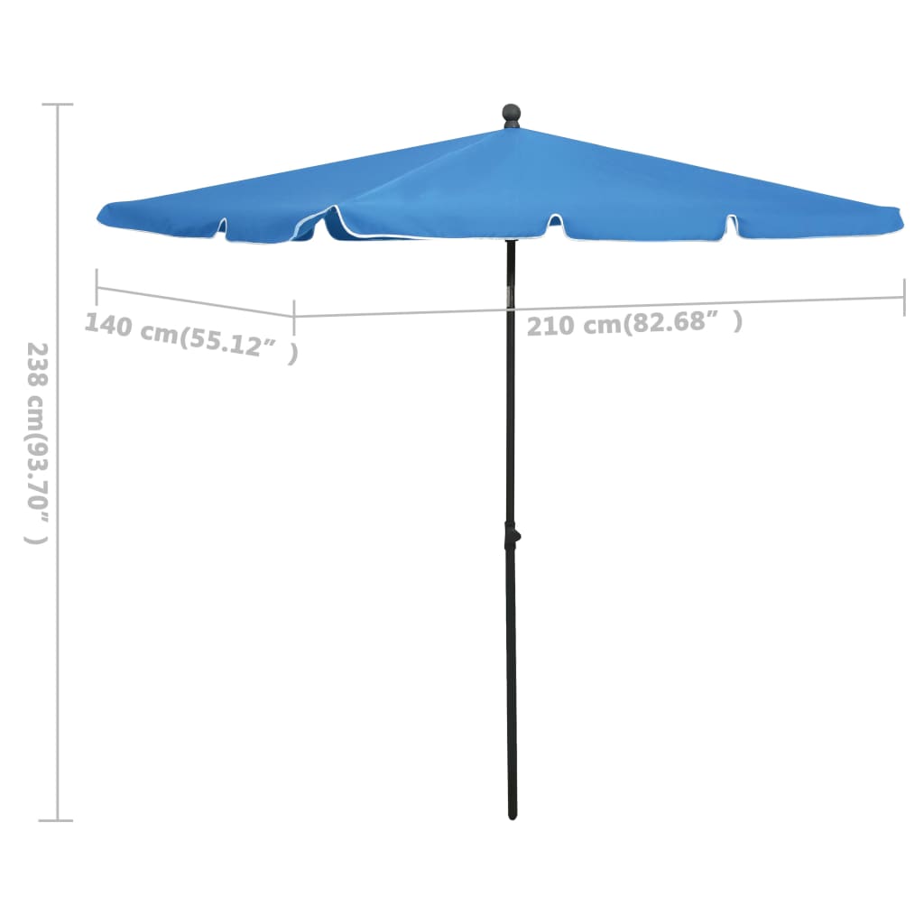 Garden Parasol with Pole 210x140 cm Azure Blue