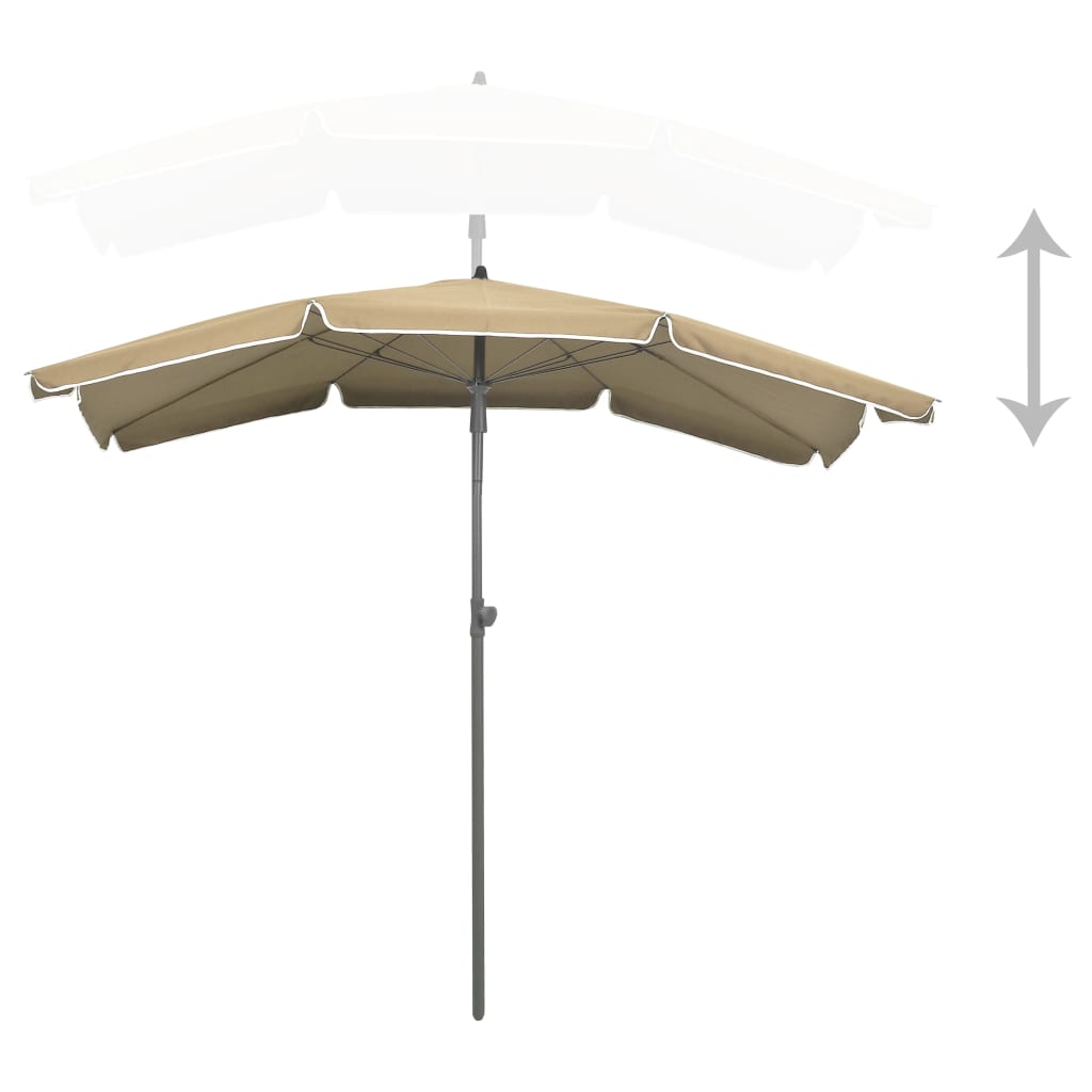Garden Parasol | Taupe | Polyester, Steel | 200x130 cm |  Tiltable
