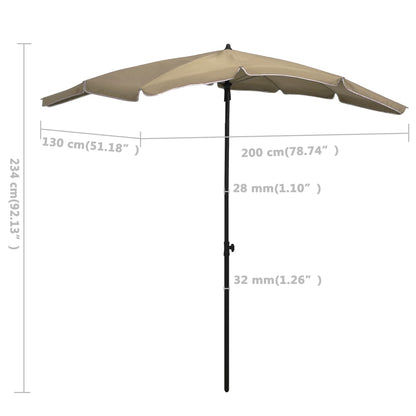 Garden Parasol | Taupe | Polyester, Steel | 200x130 cm |  Tiltable