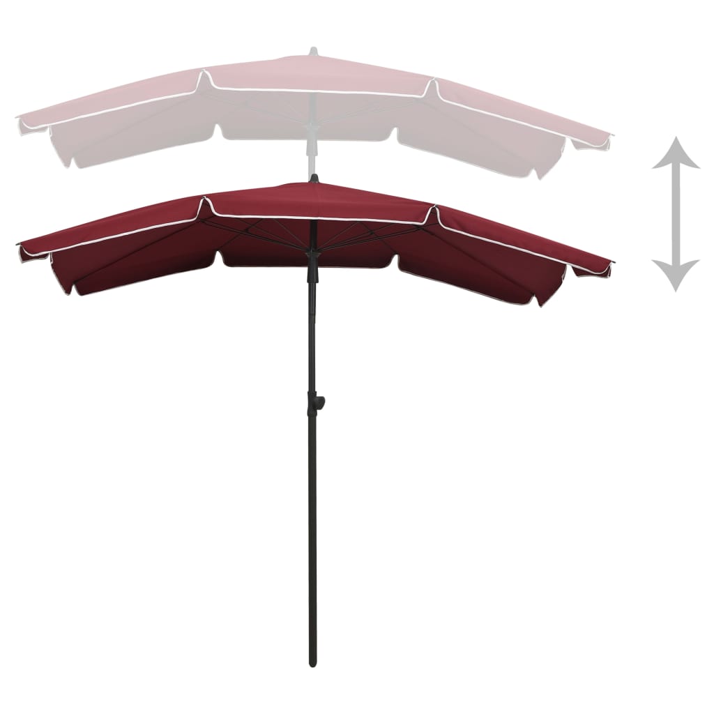 Garden Parasol | Bordeaux Red | Steel, Polyester | Large | Tiltable