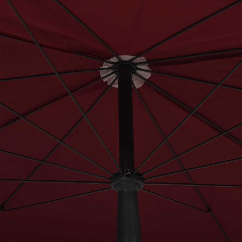 Garden Parasol | Bordeaux Red | Steel, Polyester | Large | Tiltable