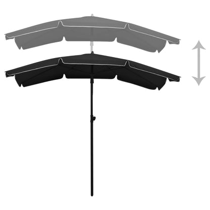 Garden Parasol | Black | Polyester | 200 x 130 cm | Collapsible