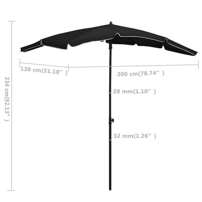 Garden Parasol | Black | Polyester | 200 x 130 cm | Collapsible
