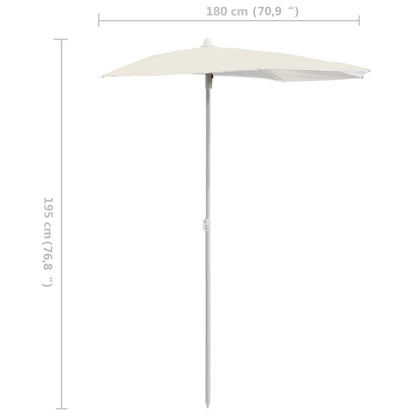 Garden Half Parasol with Pole 180x90 cm Sand