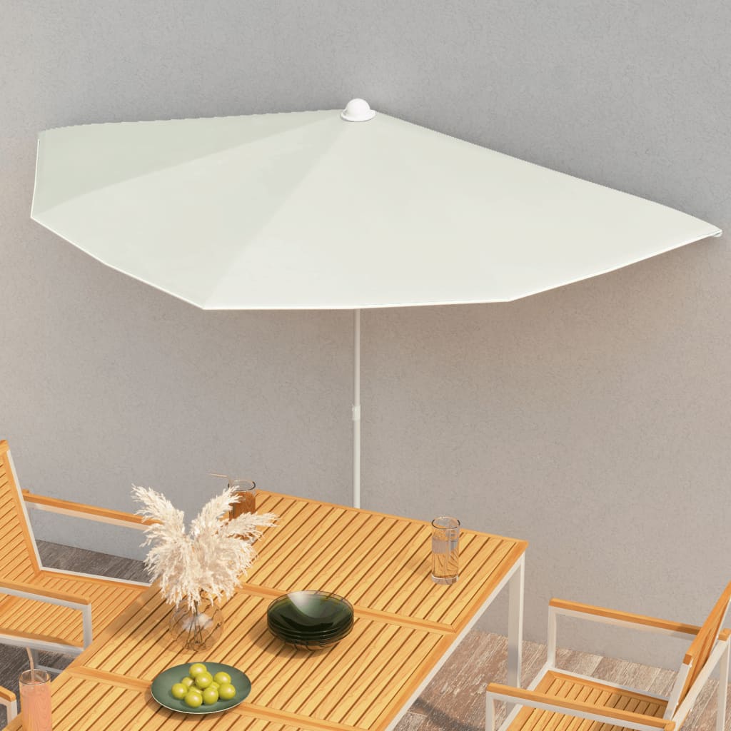 Garden Half Parasol with Pole 180x90 cm Sand