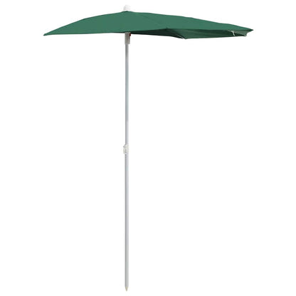 Garden Half Parasol with Pole 180x90 cm Green