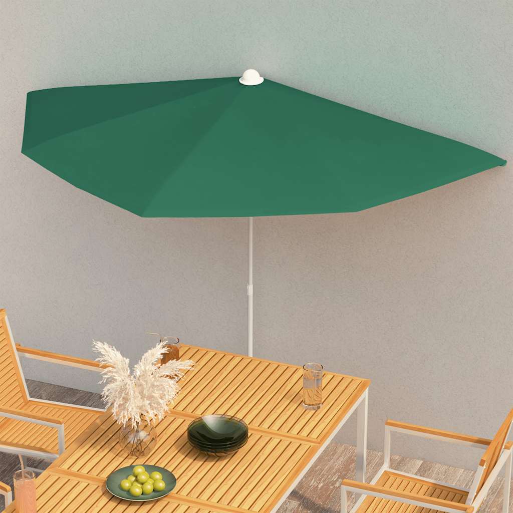 Garden Half Parasol with Pole 180x90 cm Green