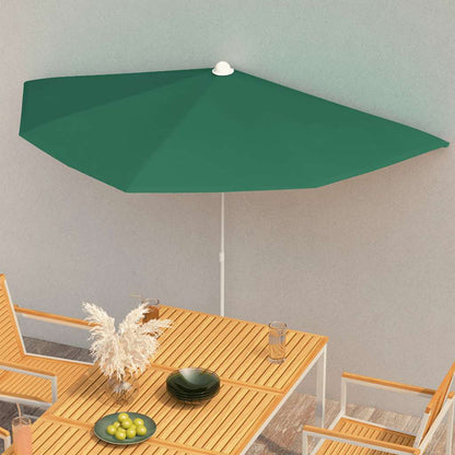 Garden Half Parasol with Pole 180x90 cm Green