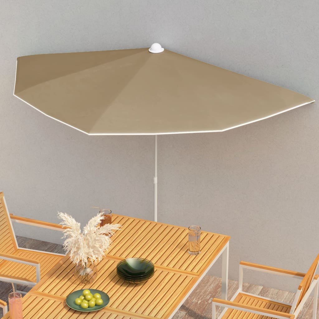 Garden Parasol | Taupe | Polyester, Steel | Large | Collapsible | Other