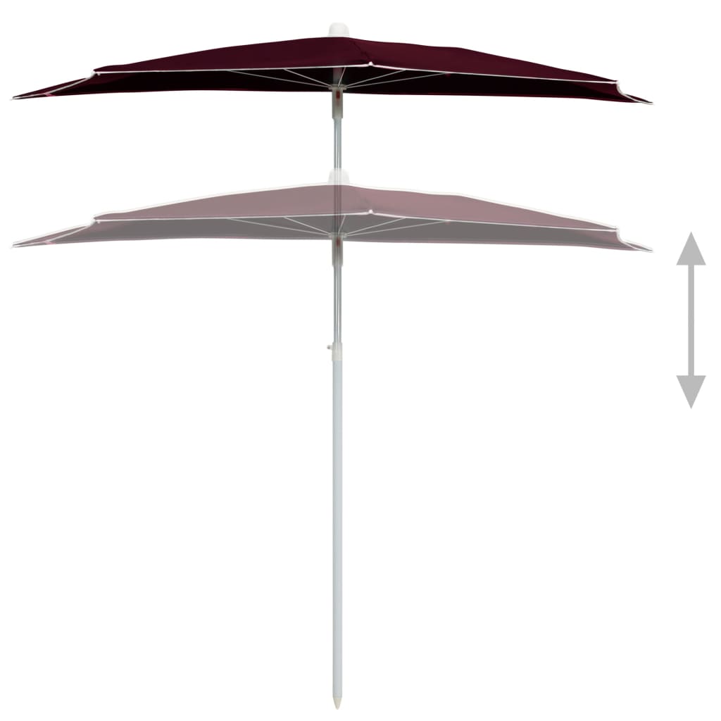 Garden Parasol | Bordeaux Red | Polyester, Steel | Medium | Collapsible
