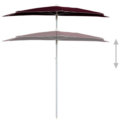 Garden Parasol | Bordeaux Red | Polyester, Steel | Medium | Collapsible