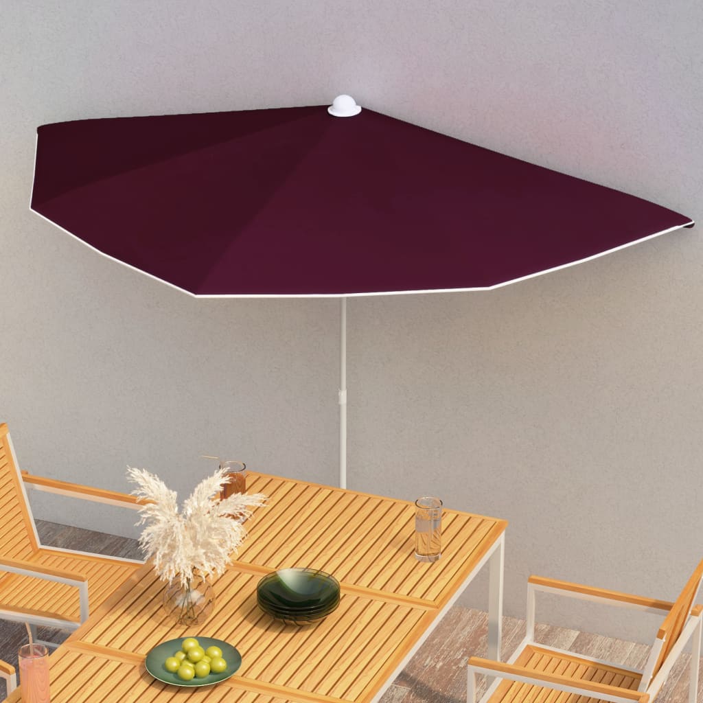 Garden Parasol | Bordeaux Red | Polyester, Steel | Medium | Collapsible
