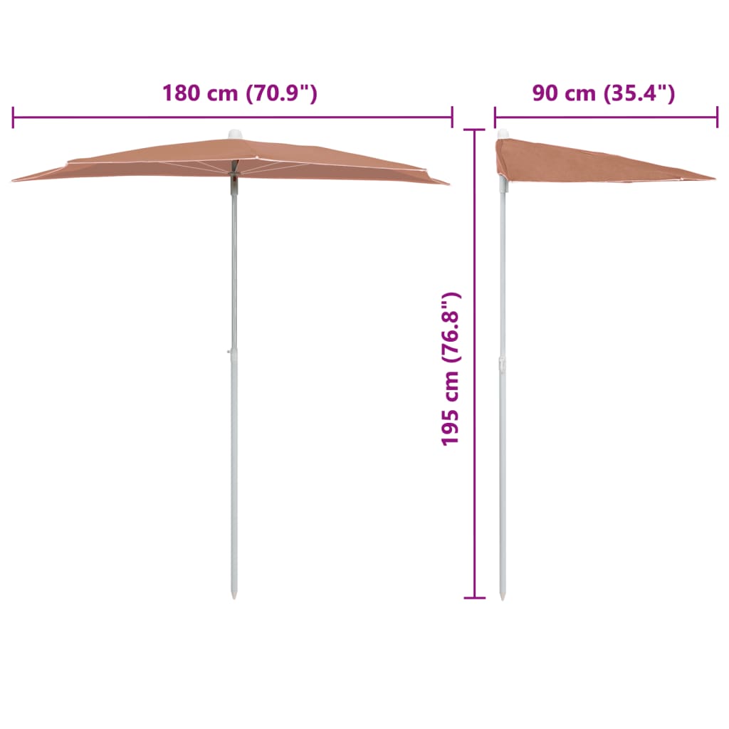 Garden Parasol | Terracotta | Fabric (100% polyester), Steel