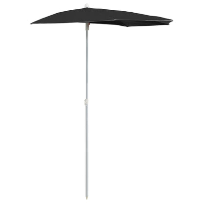 Garden Half Parasol with Pole 180x90 cm Black