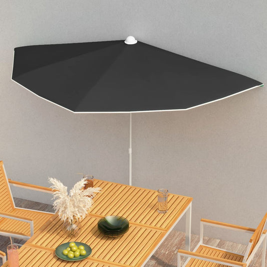 Garden Parasol | Black | Polyester fabric, Steel pole | Medium