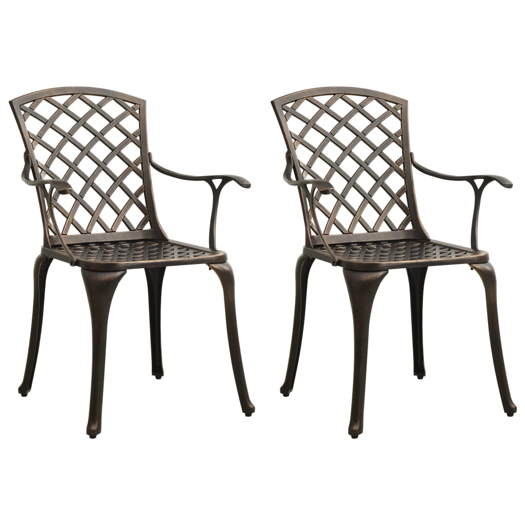 Garden Chair | Set of 2 | Bronze | Cast Aluminium | Standard | Durable