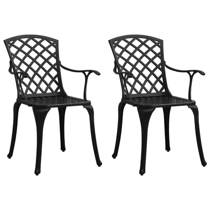 Garden Chair | Set of 2 | Black | Cast Aluminium | Standard | Ergonomic
