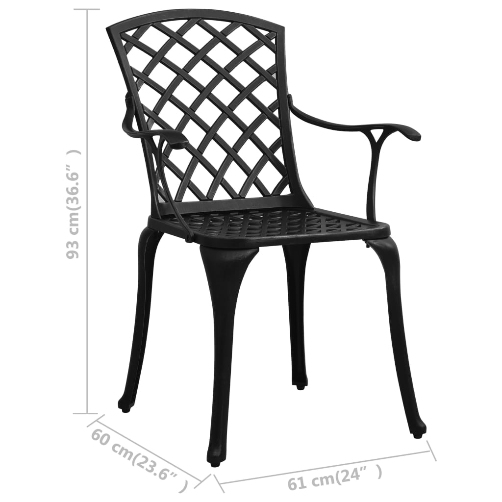 Garden Chair | Set of 2 | Black | Cast Aluminium | Standard | Ergonomic