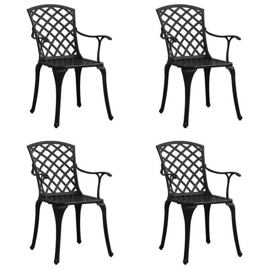 Garden Chair | Set of 4 | Black | Cast Aluminium | Standard | Ergonomic