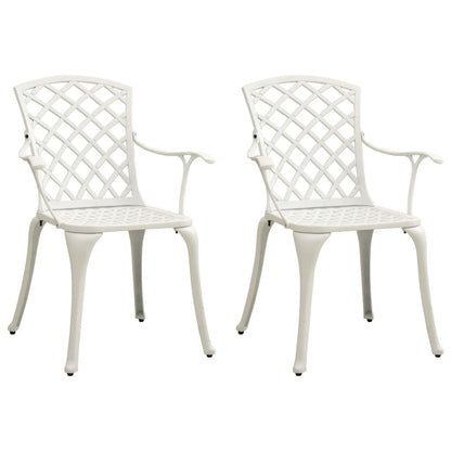 Garden Chair | Set of 2 | White | Cast aluminium | Medium | Durable
