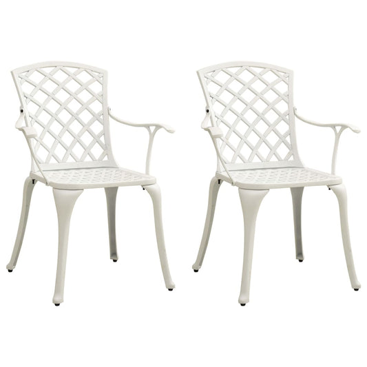 Garden Chair | Set of 2 | White | Cast aluminium | Medium | Durable