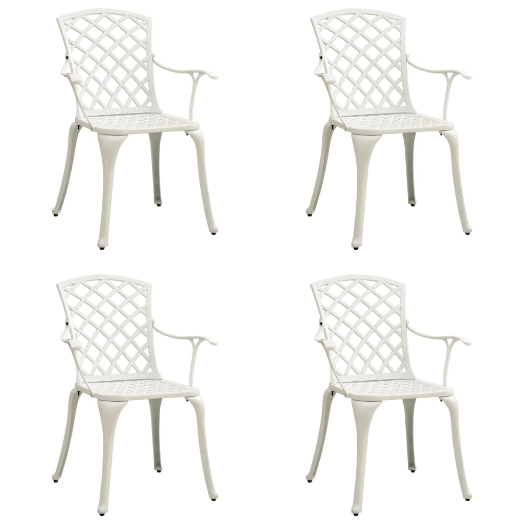 Garden Chair | Set of 4 | White | Cast Aluminium | Standard | Durable