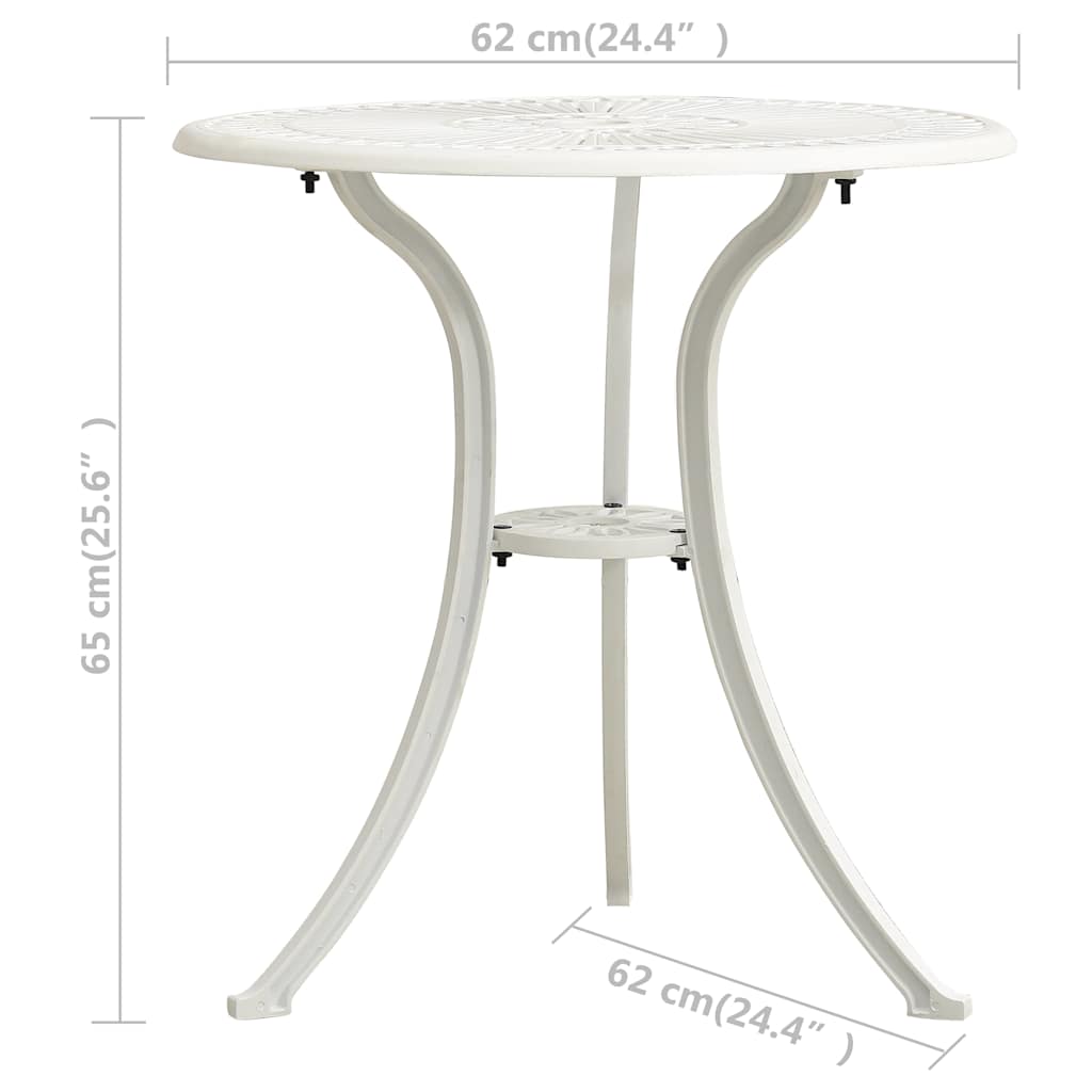 315581 vidaXL Garden Table White 62x62x65 cm Cast Aluminium