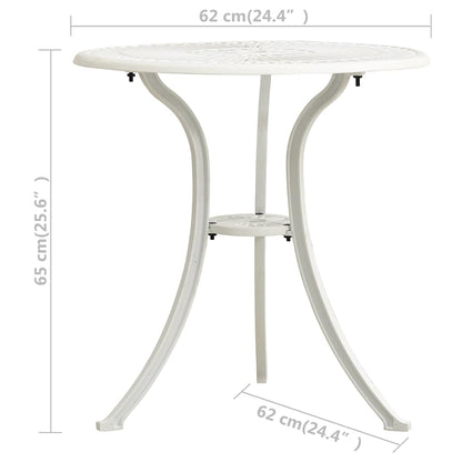 315581 vidaXL Garden Table White 62x62x65 cm Cast Aluminium