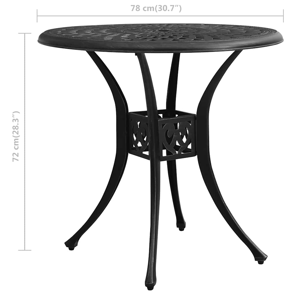 315583 vidaXL Garden Table Black 78x78x72 cm Cast Aluminium