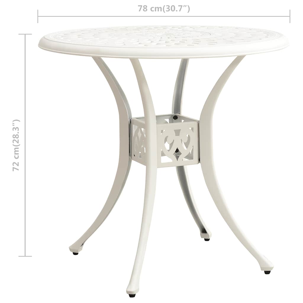 315584 vidaXL Garden Table White 78x78x72 cm Cast Aluminium