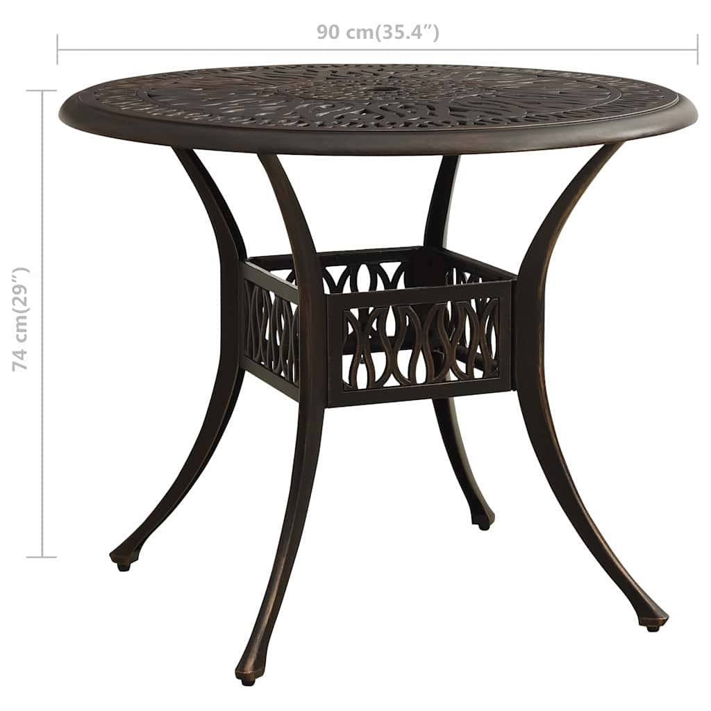 315585 vidaXL Garden Table Bronze 90x90x74 cm Cast Aluminium