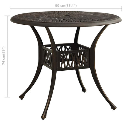 315585 vidaXL Garden Table Bronze 90x90x74 cm Cast Aluminium