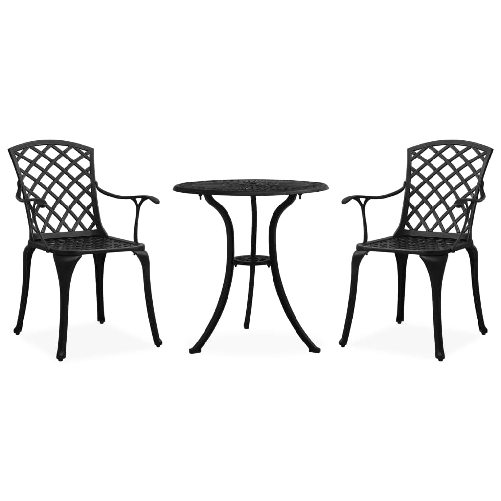 Bistro Set | Black | Cast aluminium | Three-piece set | Durable