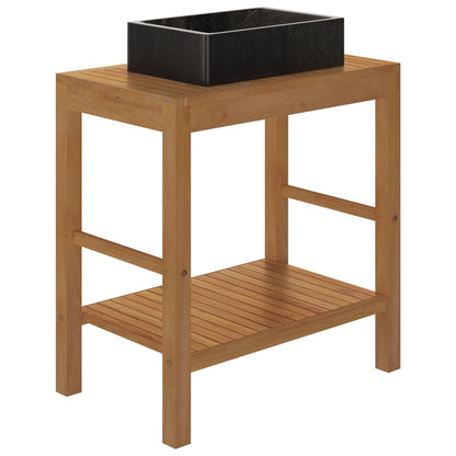 Bathroom Vanity Cabinet Solid Teak with Sink Marble Black