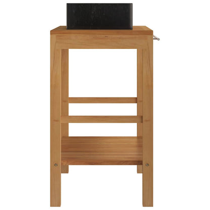 Bathroom Vanity Cabinet Solid Teak with Sink Marble Black