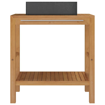 Bathroom Vanity Cabinet Solid Teak with Sink Marble Black