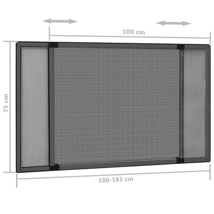 Extendable Insect Screen for Windows Anthracite (100-193)x75 cm