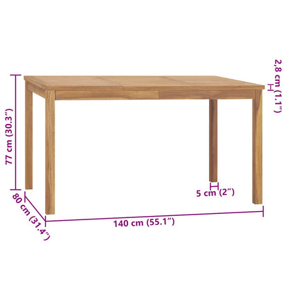 315619 vidaXL Garden Dining Table 140x80x77 cm Solid Teak Wood