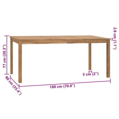 315621 vidaXL Garden Dining Table 180x90x77 cm Solid Teak Wood