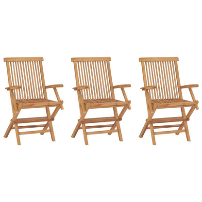 Garden Chair | Set of 3 | Teak Brown | Teak Wood | Medium | Foldable