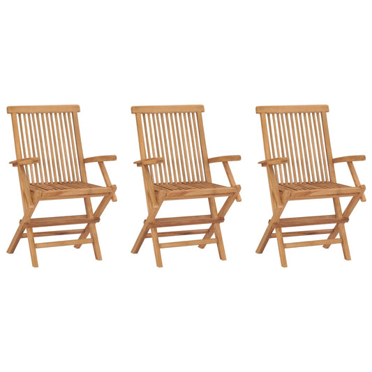 Garden Chair | Set of 3 | Teak Brown | Teak Wood | Medium | Foldable