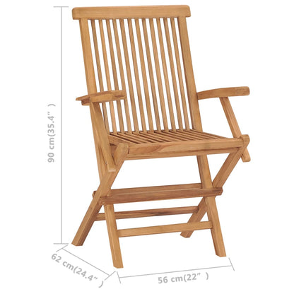 Garden Chair | Set of 3 | Teak Brown | Teak Wood | Medium | Foldable