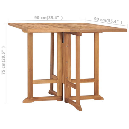 315448 vidaXL Folding Garden Dining Table 90x90x75 cm Solid Teak Wood