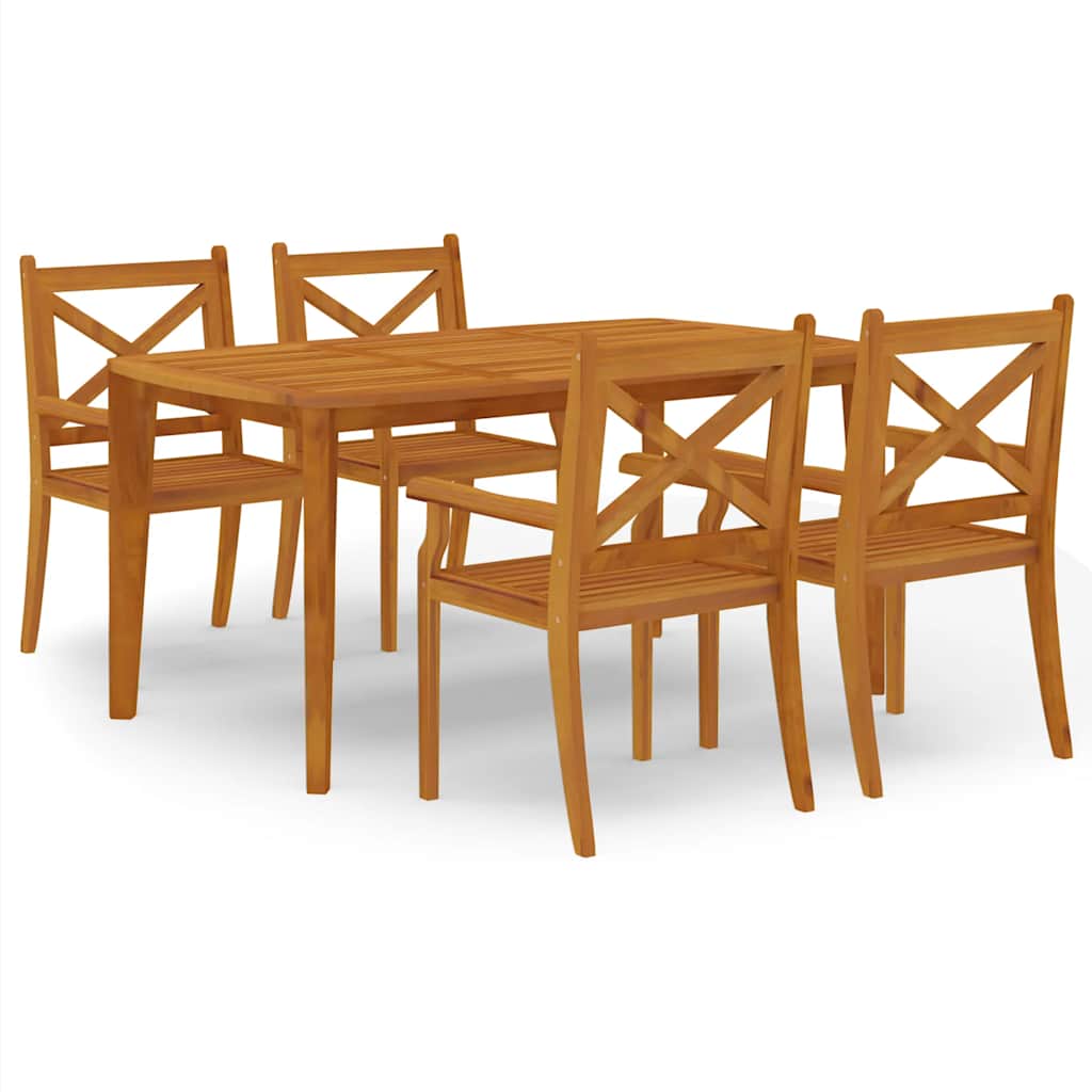 5 Piece Garden Dining Set Solid Wood Acacia
