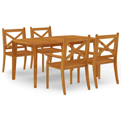 5 Piece Garden Dining Set Solid Wood Acacia