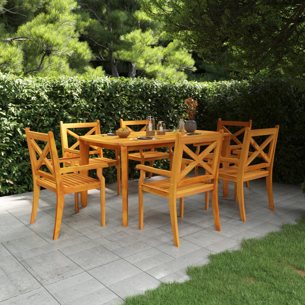 Garden Dining Set | Brown | Solid Acacia wood | Large | Seats Many