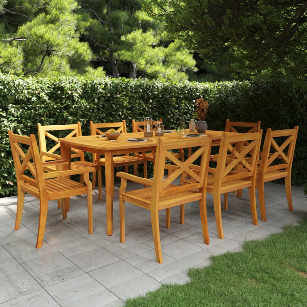 Garden Dining Set | Brown | Solid Acacia Wood with an Oiled Finish